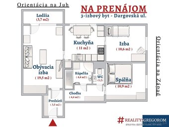 3-izb. byt, Dargovská ul., 71 m2, 2. pos., LO, zariadený - 1