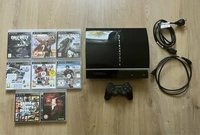 Predám PS3 FAT 111GB + ovládač , komplet kabeláž a hry