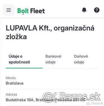 Práca BOLT-TAXI VODIČ PROVÍZIA 5-7% aj na TPPSLOVNESKO