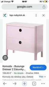 Ikea Busunge skrina+komoda detska ruzova - 1