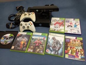 XBOX 360 SLIM 250GB HDD + kinect a dva ovládače