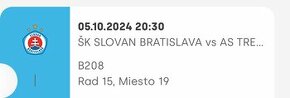 Lístok Slovan Bratislava - AS Trenčín 05.10.2024