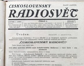 Časopisy ČESKOSLOVENSKÝ RADIOSVĚT, ročník 1, rok 1927