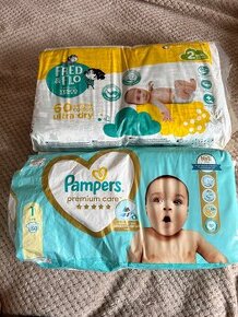 Plienky pampers premium care 1 a fred flo