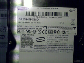 HDD 250GB 7200RPM IDE/ATA133 3,5" SAMSUNG - 3. mes. záruka