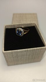 Predané- diamamantový zafírový  zlatý prsteñ