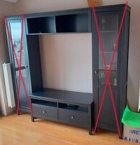 HEMNES_čiernohnedá polička a TV skrinka_šírka 124 cm