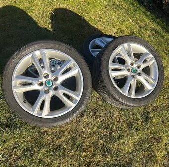 5x100 r16 original Skoda + letne pneumatiky - 1