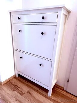 HEMNES Skrinka na topánky, biela, 89x30x127 cm