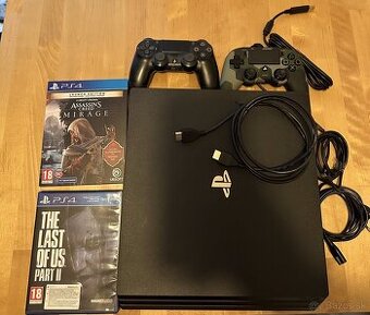 Playstation 4 Pro 1TB 4K + 2 hry + 2 ovládače