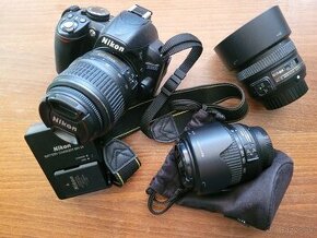 Fotoaparát zrkladlovka Nikon D3100 a 3 objektívy 50mm f/1.8