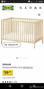 Detska postielka ikea, 2 vysky nastavenia rostu - 1