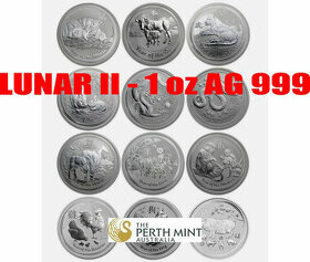 Kompletná sada LUNAR II (12x 1 oz Ag 999) super investícia