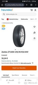 Nove 195/45 r16 zetex