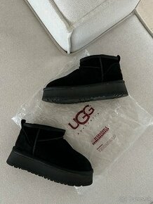 Ugg platform mini dámske čizmy čierné