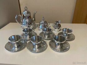 Japonský Kávový, Čajový servis Keramika, postriebrený - 1