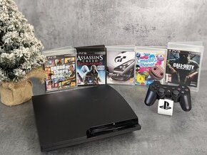 Playstation 3 Slim, 1 ovládač, 5 hier (CoD, GTA, Tursimo...)