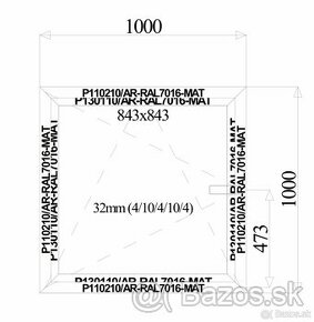 Hliníkové okno 1000mm x 1000mm