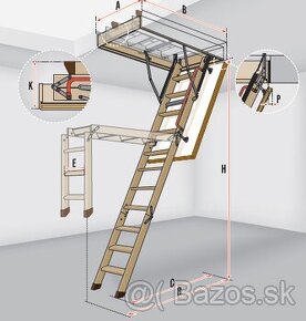 Podkrovne schody FAKRO LWK Komfort 60x94cm