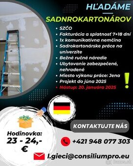 Hľadáme 3-4 sadrokartonárov na dlhodobý projekt.