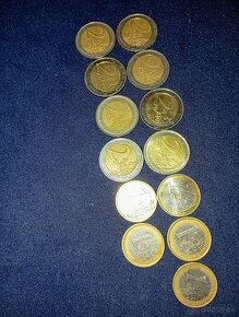2 a 1 eurové mince