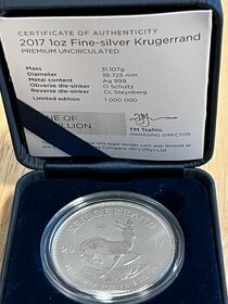 Investične striebro 1 OZ minca Krugerrand rok 2017