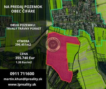 Na predaj pozemky v obci  Čifáre 296.451 m2