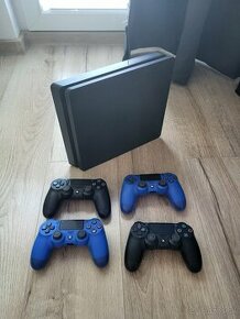 ps4 slim 1 tb + 4 ovládače