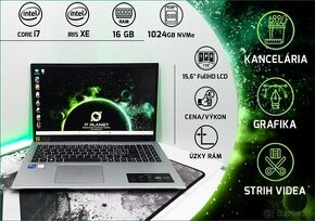 15,6" FHD IPS Acer ASPIRE3, i7-11gen/IrisXE/16GB/1TB