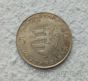 MINCA strieborná 5 Forint 1947 Maďarsko - 1