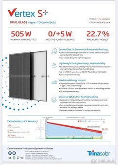 Fotovoltaicke panely 500wp Trina Solar Dualglass N-Type