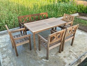 TEAK - MBM  - stol , lavica , 4 stolice (aj bez lavice)
