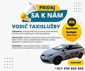 Hľadáme vodiča taxislužby do firmy Taxi Piráti