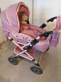 Detský ružový kočiar pre bábiky