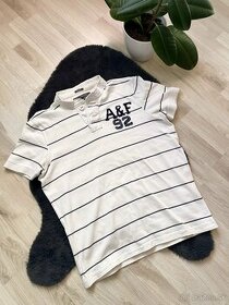 Abercrombie&Fitch pánske biele pasikavé tričko polo