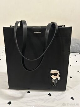 Čierna kožená kabelka Karl Lagerfeld