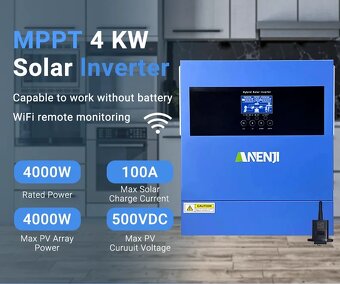 Hybridný menič 4kW z 24V na 220V MPPT + WiFi