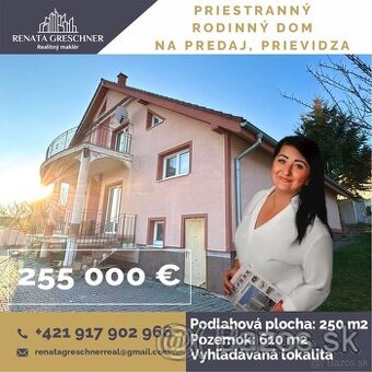 NA PREDAJ VEĽKÝ, PRIESTRANNÝ RODINNÝ DOM, PRIEVIDZA