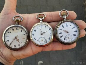3ks staré kapesní hodinky i stříbrné cena za vše - 1