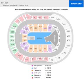 PREDÁM  2 vstupenky Rytmus-King Forever O2 Arena Praha 14.9.