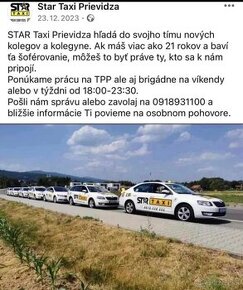 Šofér/ka taxislužby