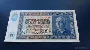 Bankovka 10 Korún Slovenských 1939 UNC /Séria EF 9