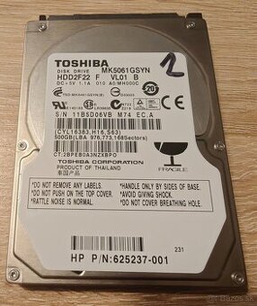 HDD 500 GB 2,5 Toshiba