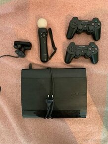 PS3 s 2 ovládačmi, kamerou, pohybovým ovládačom a hrami - 1