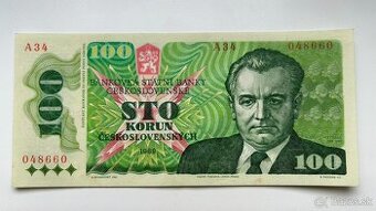 Bankovky ČSSR 100 Kčs 1989 vysoká séria aUnc