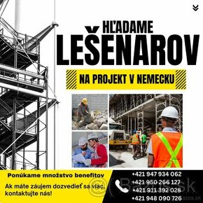 Hľadáme lešenárov a pomocníka na projekt v Nemecku