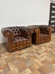 Chesterfield štýl,kožená,farba western