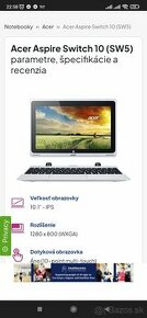 Tablet Pc 2v1 Acer SW 5