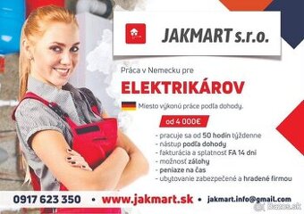 PRÁCA NEMECKO ELEKTRIKÁRI =  JAKMART s.r.o.