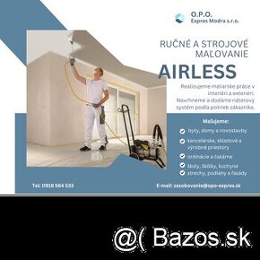 Airless striekanie, ručné maľovanie